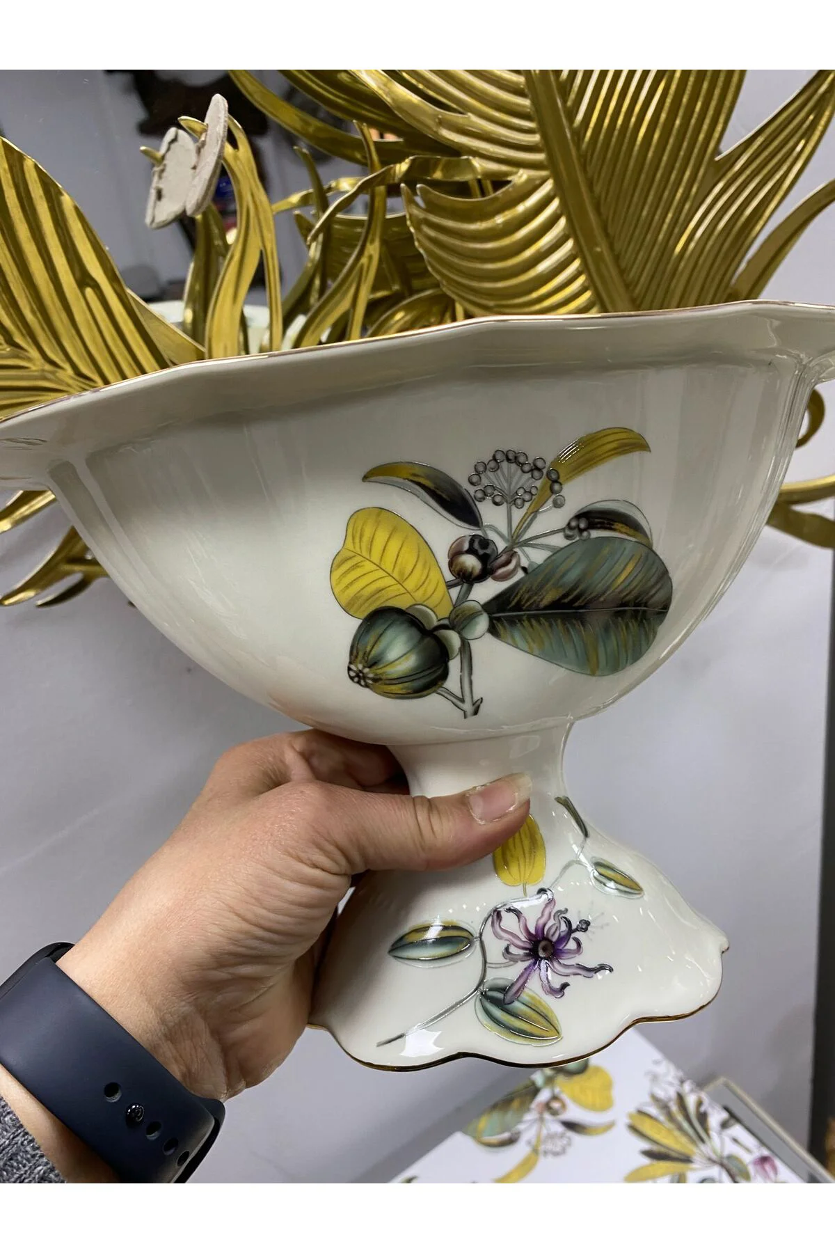 Porselen Ayaklı Gondol Kase (Olive) 28*17,5*17,5