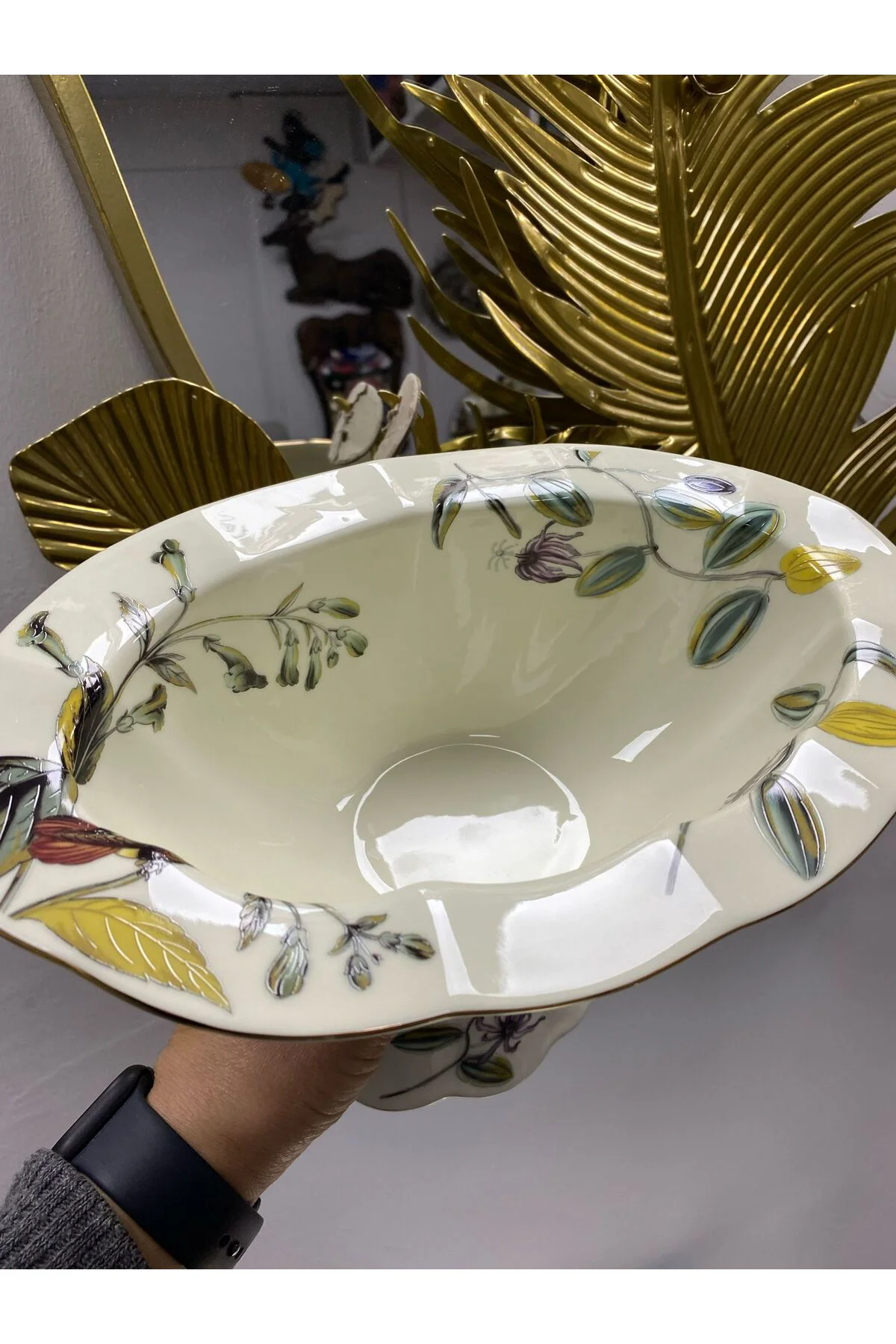 Porselen Ayaklı Gondol Kase (Olive) 28*17,5*17,5