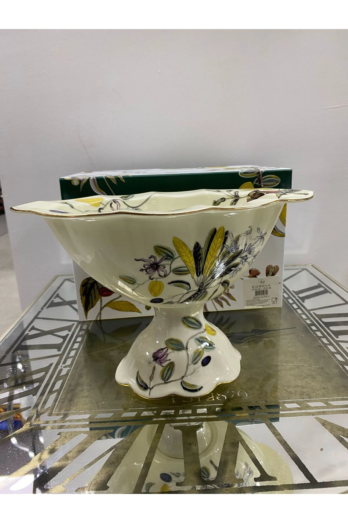 Porselen Ayaklı Gondol Kase (Olive) 28*17,5*17,5