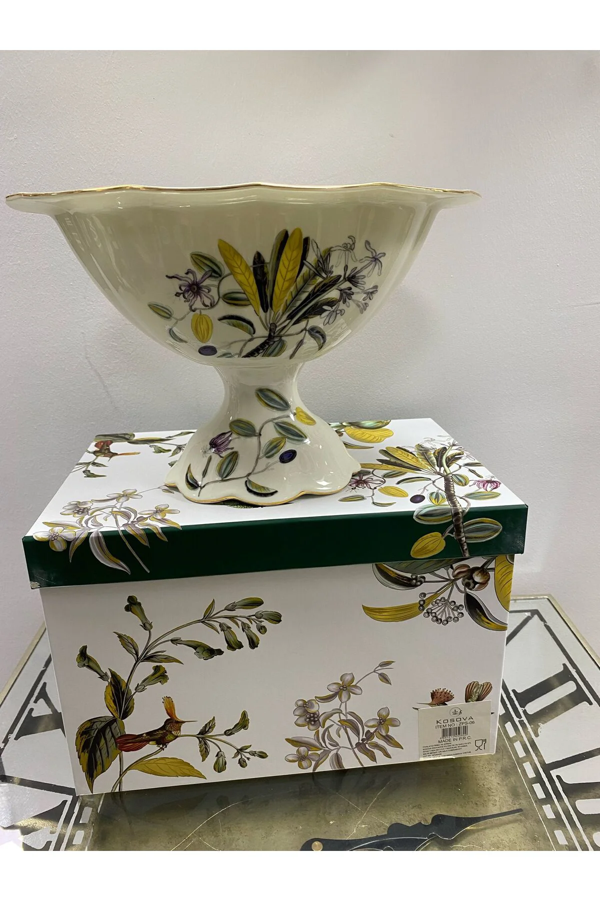 Porselen Ayaklı Gondol Kase (Olive) 28*17,5*17,5