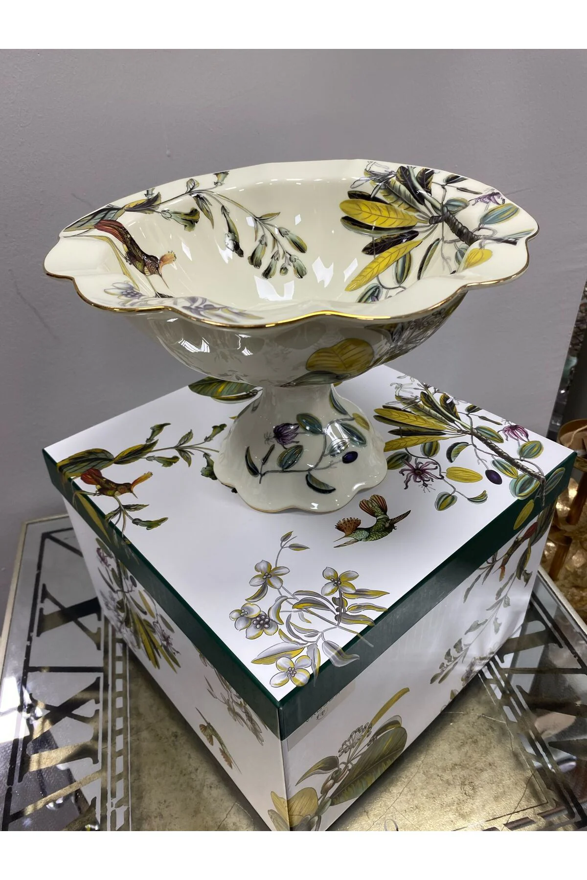 Porselen Ayaklı Kase (Olive) 26*26*17