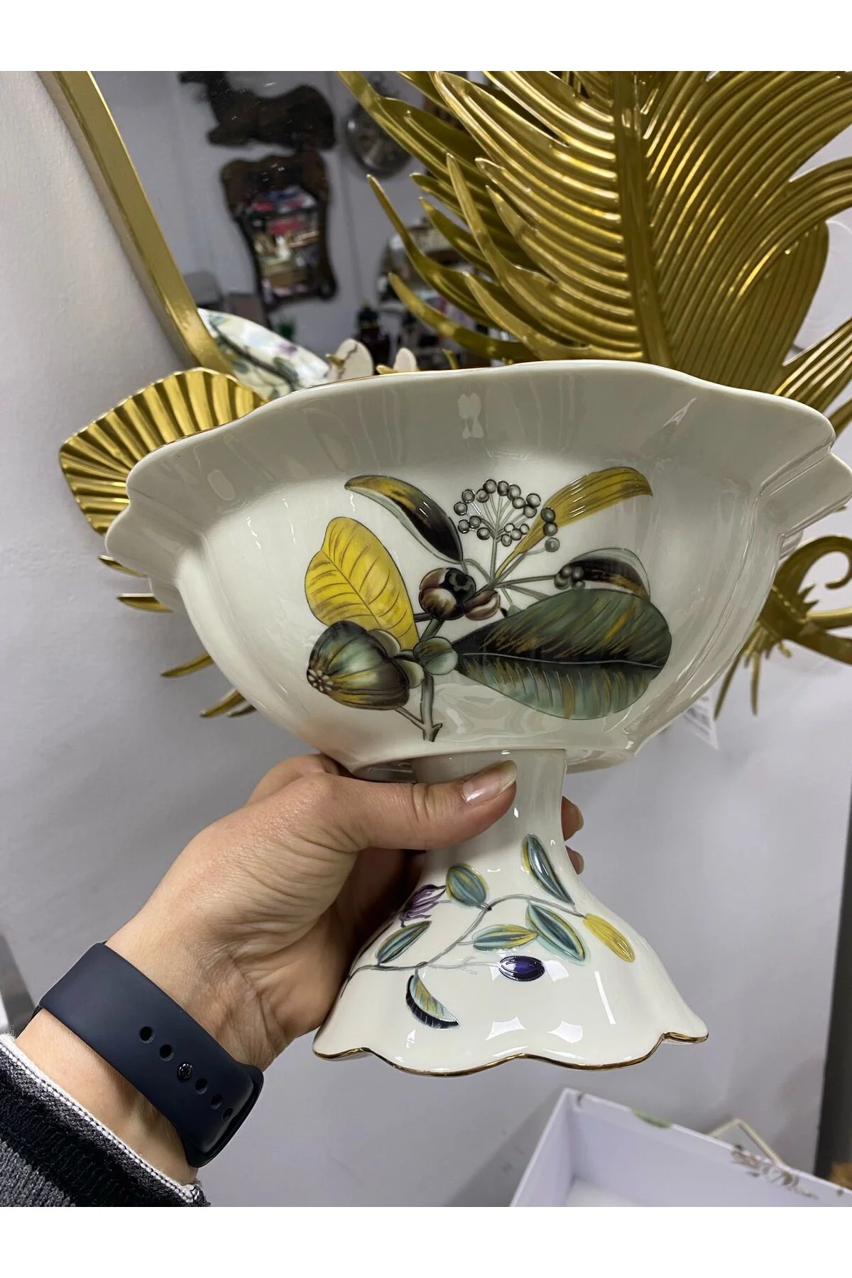Porselen Ayaklı Kase (Olive) 26*26*17