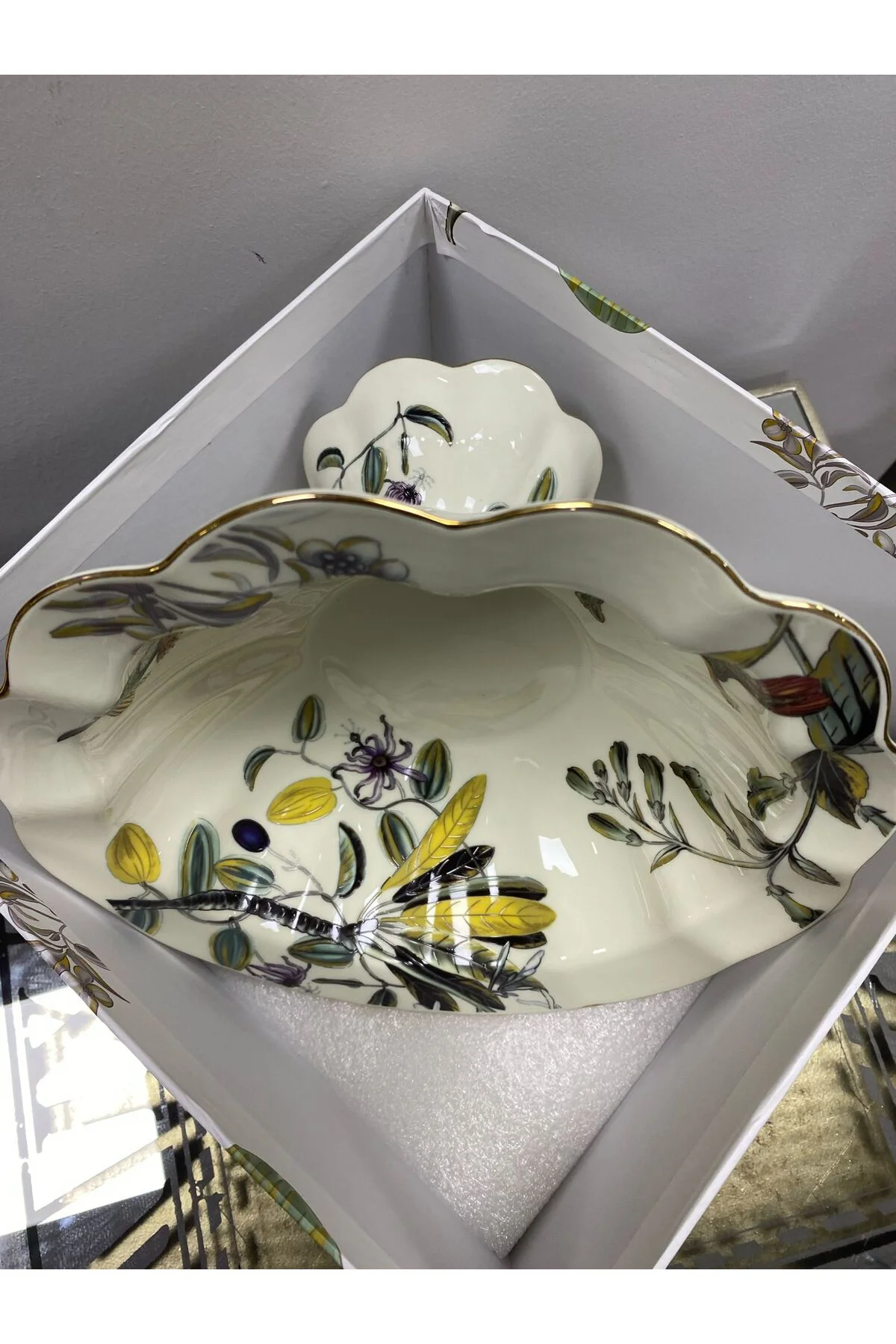 Porselen Ayaklı Kase (Olive) 26*26*17