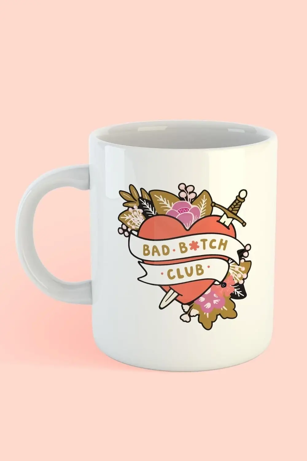 Porselen - Beyaz Baskılı Kahve Kupası .