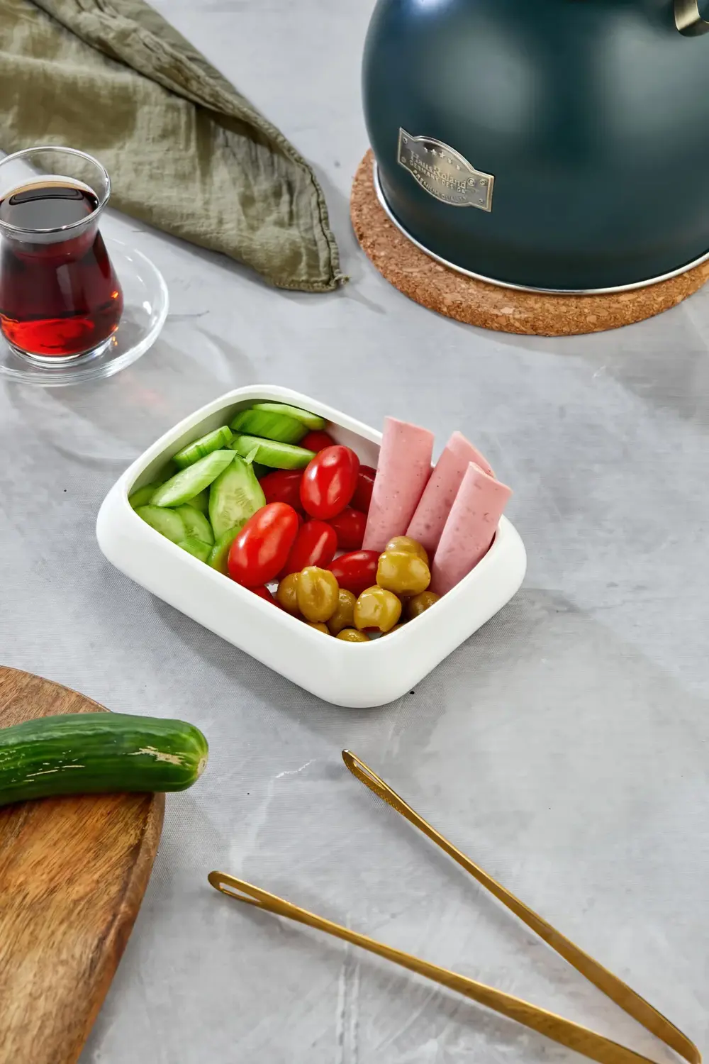 Porselen Dikdörtgen Meze ve Servis Tabağı 16x12x4 cm – Şık Sunum