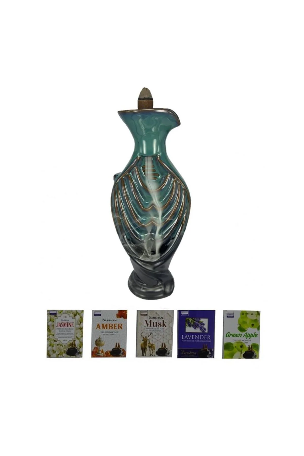 Porselen Geri Akış Tütsü Brülörü +5 Aromatik Tütsü CA5 Yeşil
