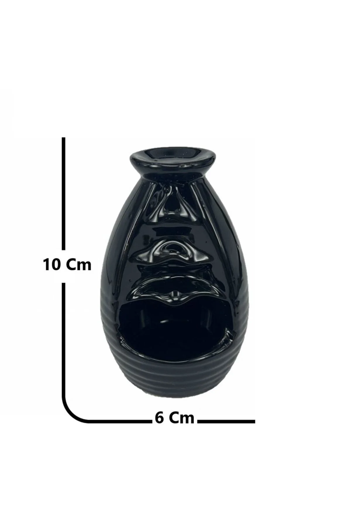 Porselen Geri Akış Tütsü Brülörü +5 Aromatik Tütsü CA4 Siyah