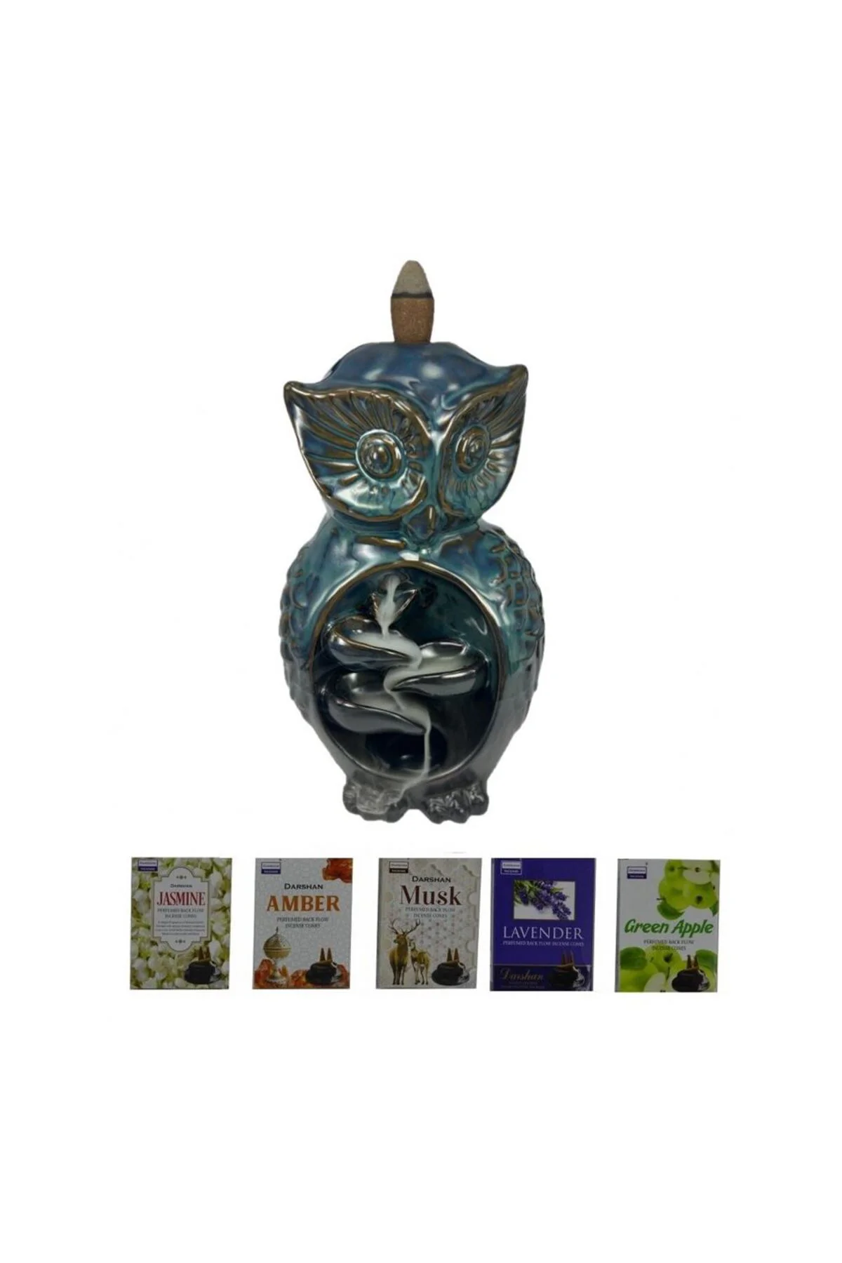 Porselen Geri Akış Tütsü Brülörü +5 Aromatik Tütsü CA6 Yeşil