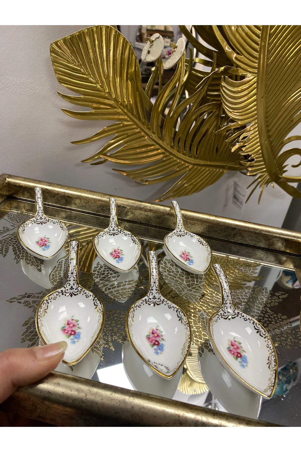Porselen Kaşık Lokumluk Gold 11cm