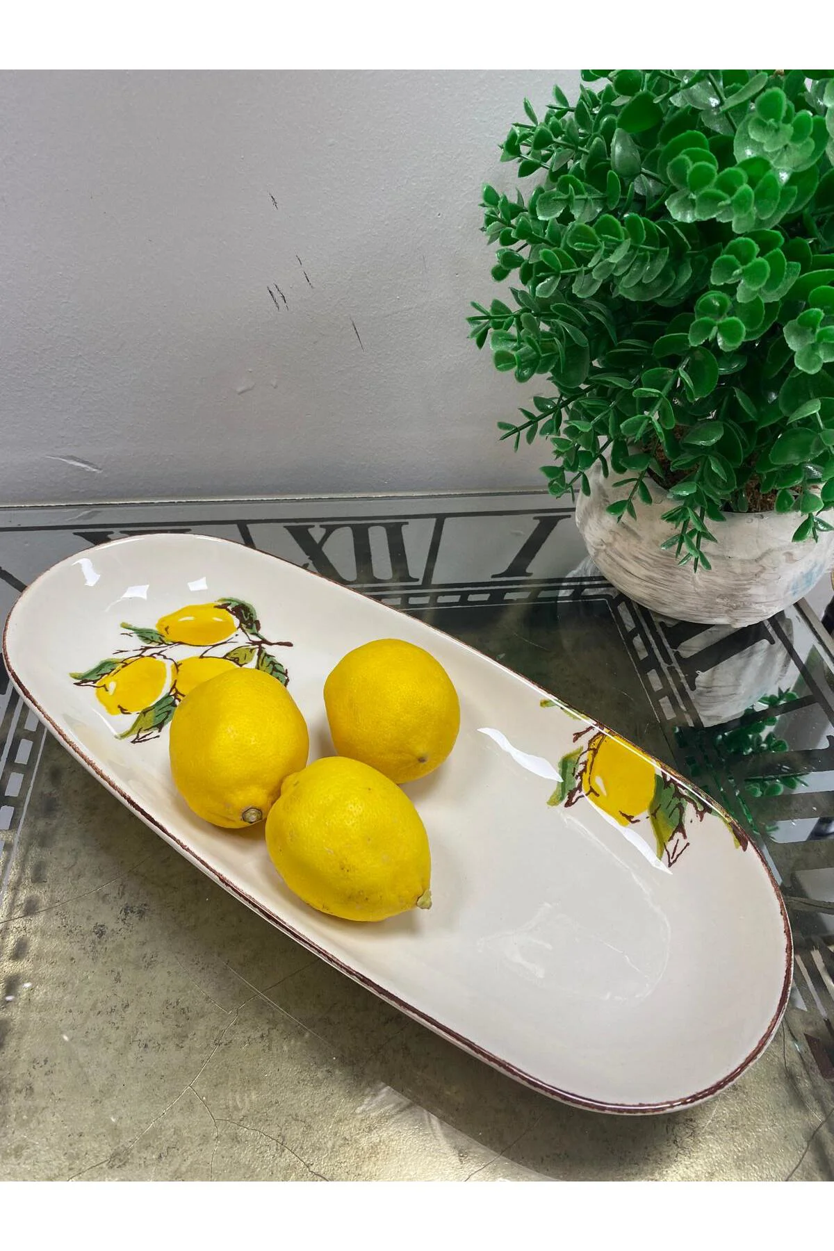 Porselen Limon Desenli Kayık Tabak 36 CM Porselen Limon Desenli Kayık Tabak 36 CM