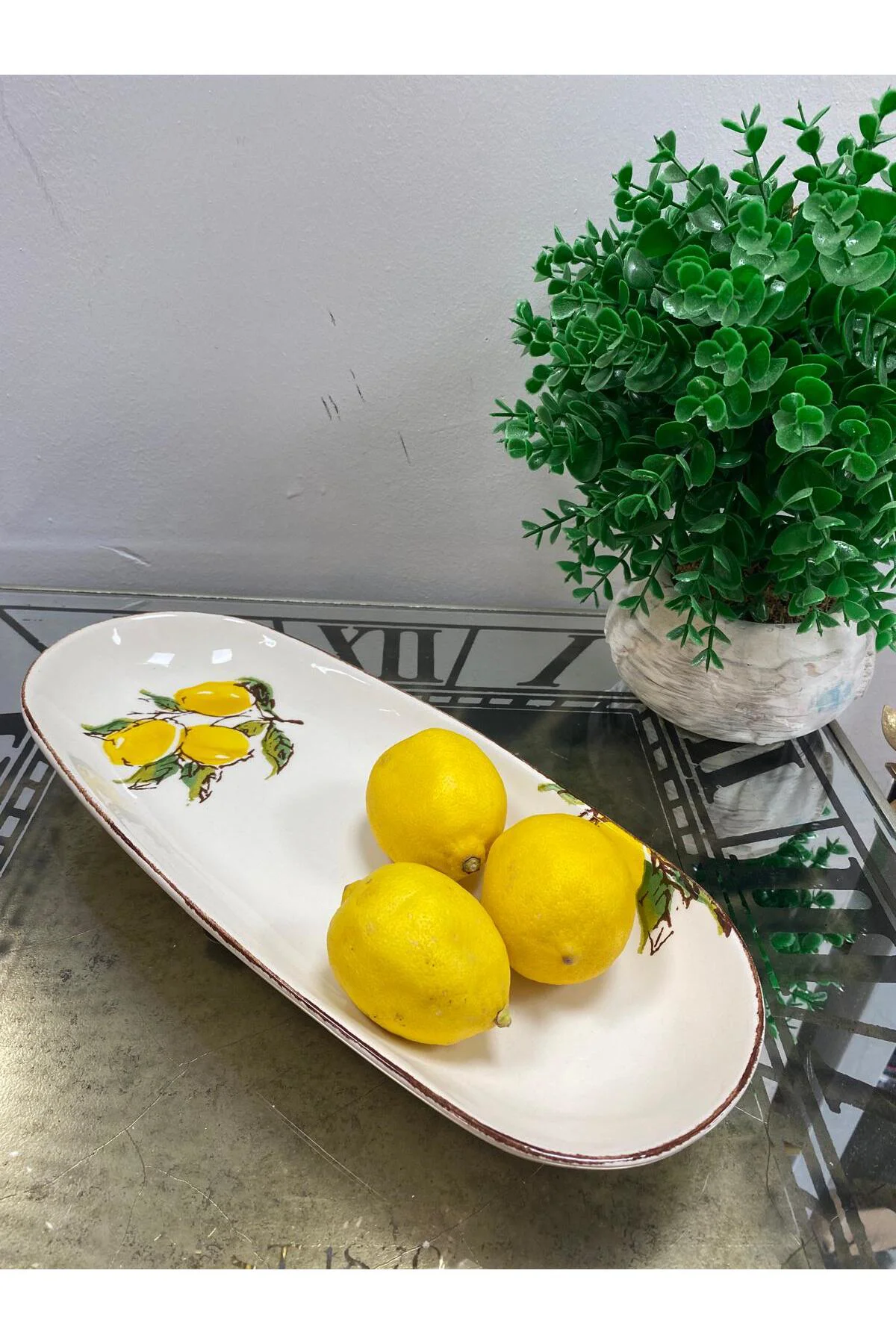 Porselen Limon Desenli Kayık Tabak 36 CM Porselen Limon Desenli Kayık Tabak 36 CM