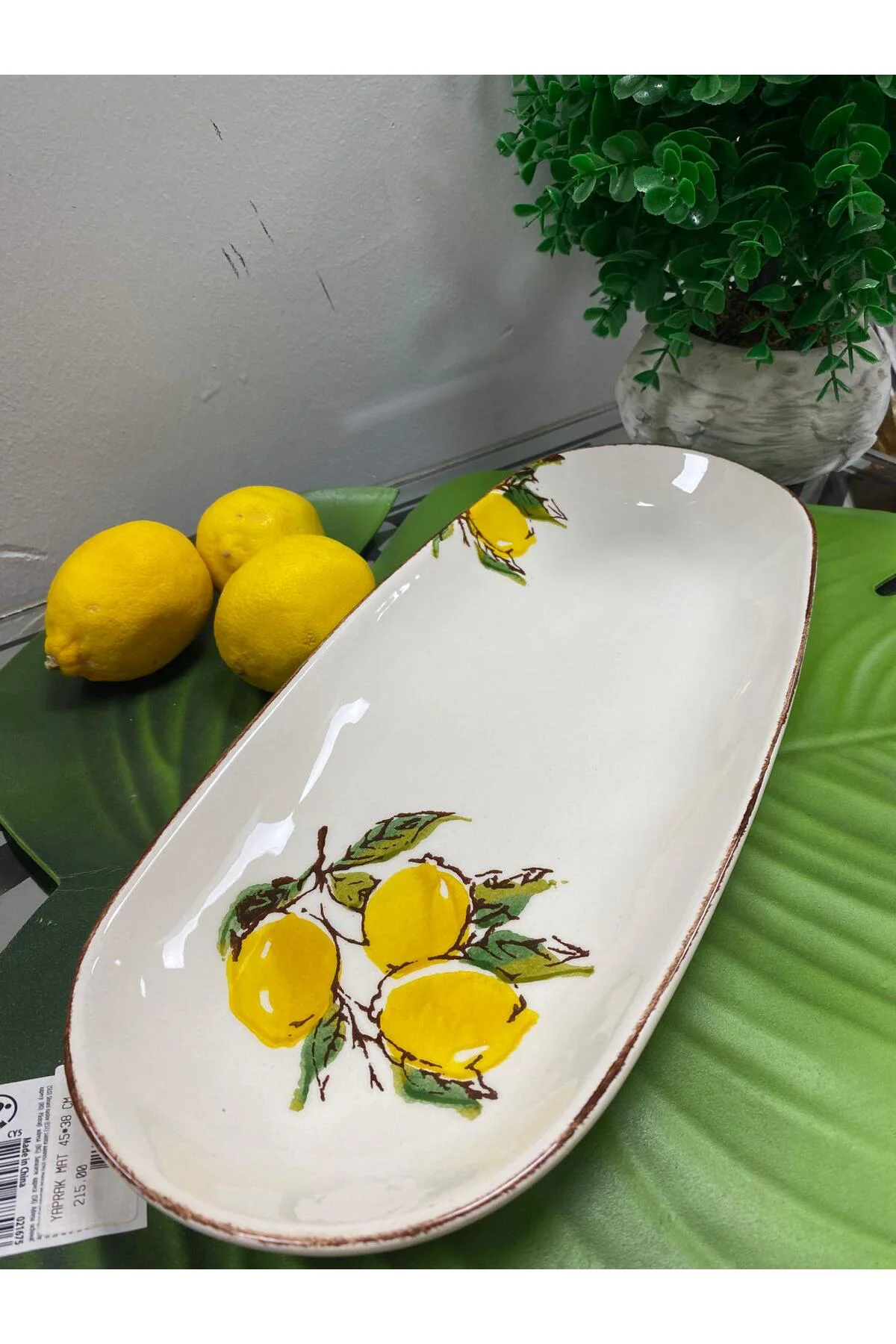 Porselen Limon Desenli Kayık Tabak 36 CM Porselen Limon Desenli Kayık Tabak 36 CM