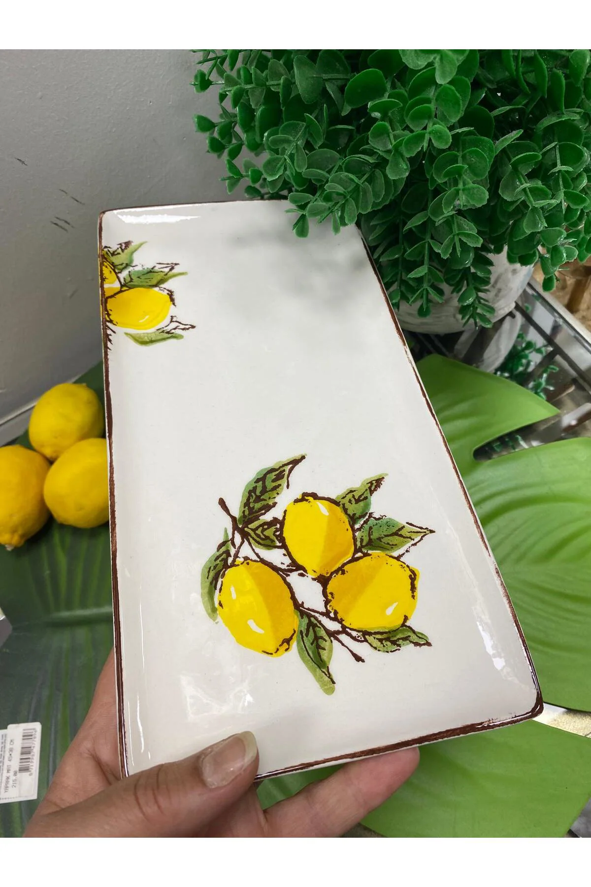 Porselen Limon Desenli Dikdörtgen Sunum Tabağı 28x14 cm Porselen Limon Desenli Dikdörtgen Sunum Tabağı 28x14 cm