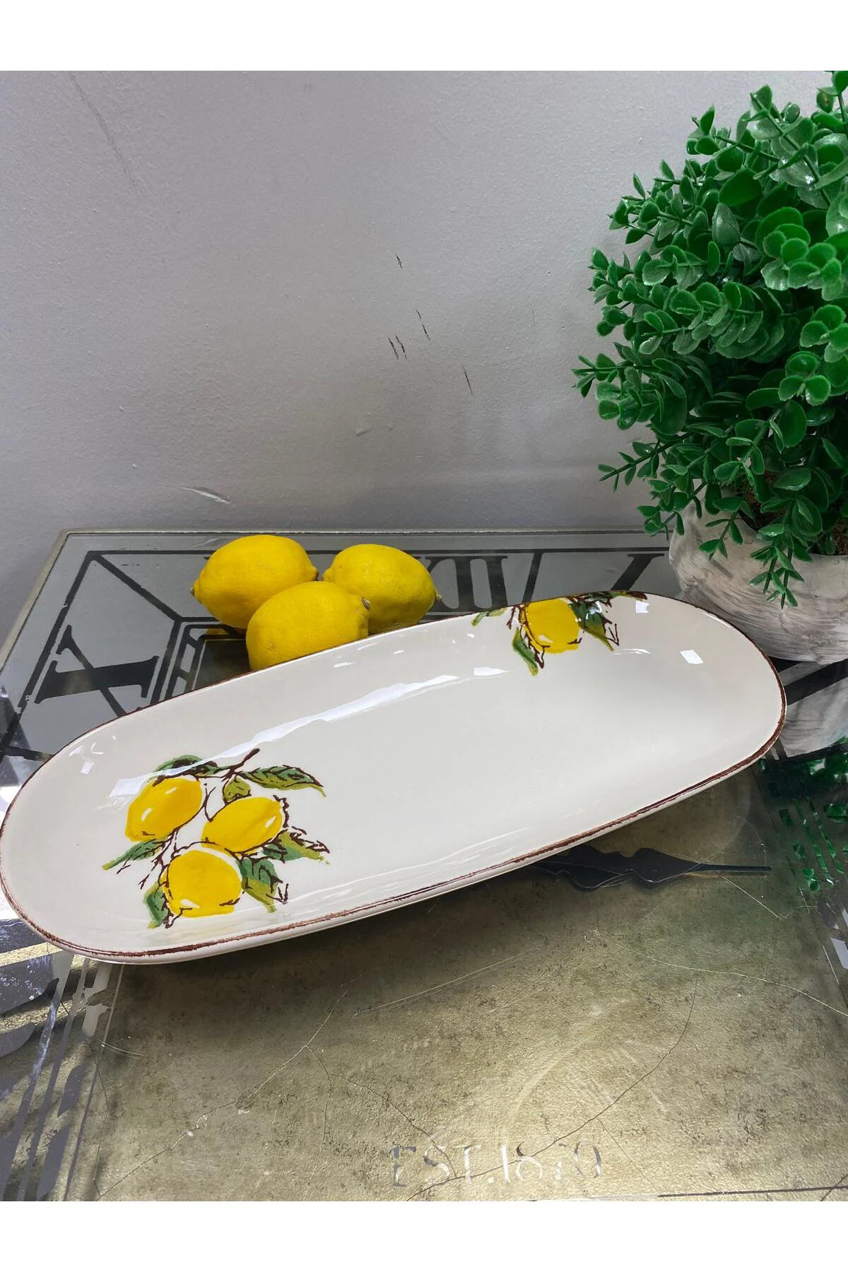 Porselen Limon Desenli Kayık Tabak 36 CM Porselen Limon Desenli Kayık Tabak 36 CM