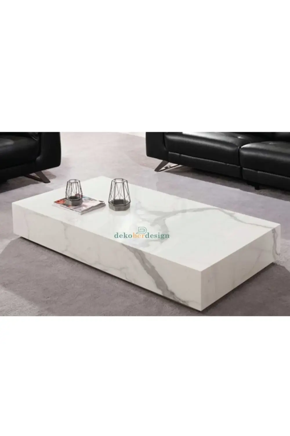 Dekober Porselen Mermer Masa Orta Sehpa 130 Cm X 60 Cm