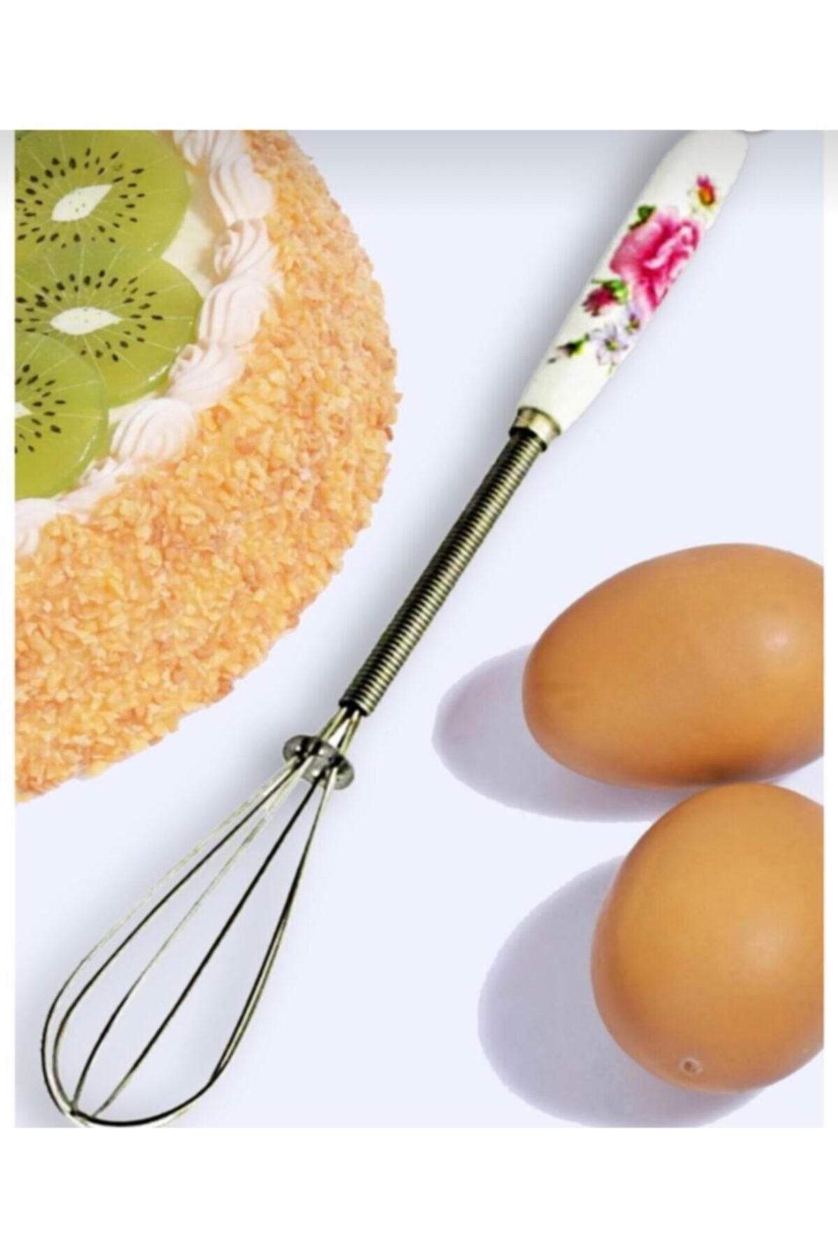 Porselen Saplı Metal Mini Çırpıcı 19 Cm