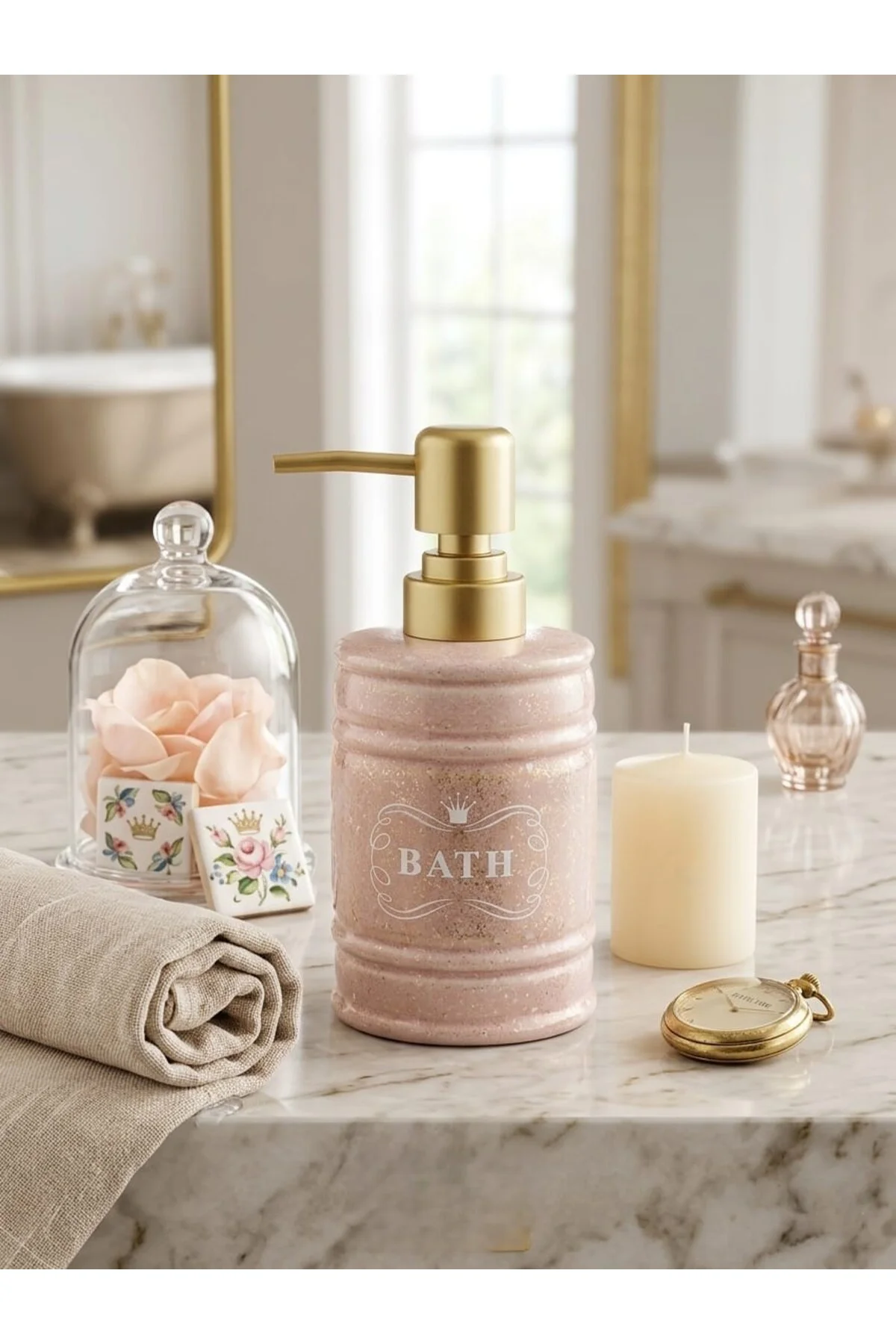 Porselen Sıvı Sabunluk - Lüks Banyo ve Mutfak Sabunluk Seti - 350 ml Porselen Sıvı Sabunluk - Lüks Banyo ve Mutfak Sabunluk Seti - 350 ml