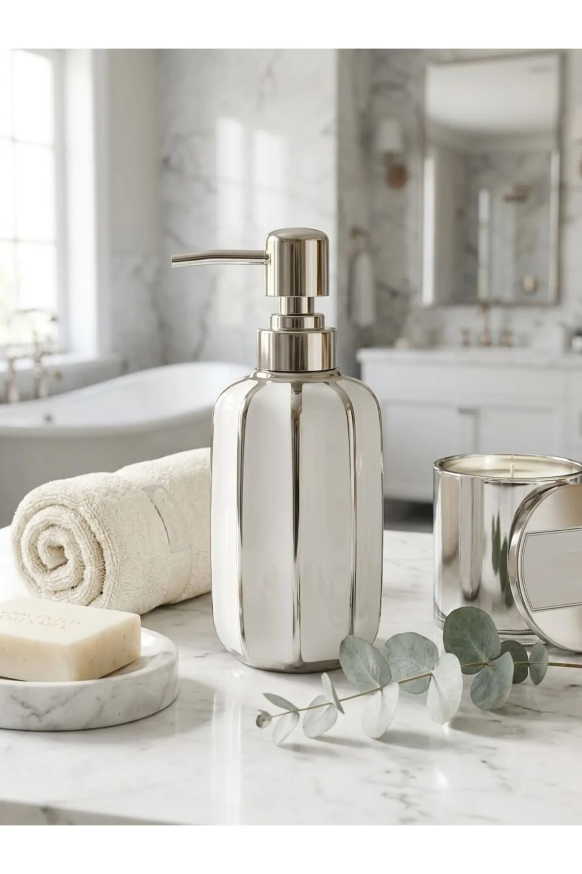 Porselen Sıvı Sabunluk - Lüks Banyo ve Mutfak Sabunluk - 350 ml Porselen Sıvı Sabunluk - Lüks Banyo ve Mutfak Sabunluk - 350 ml