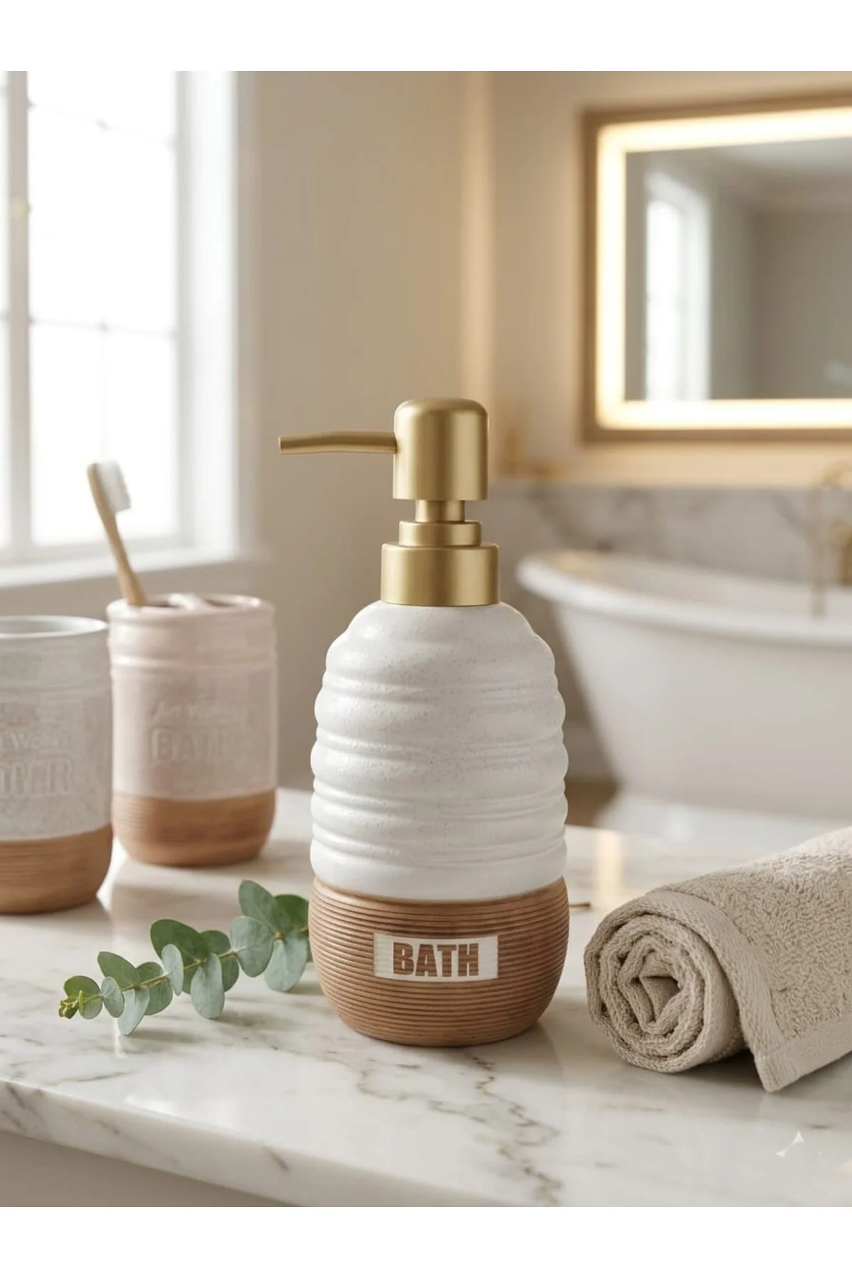 Porselen Sıvı Sabunluk - Lüks Banyo ve Mutfak Sabunluk - 350 ml Porselen Sıvı Sabunluk - Lüks Banyo ve Mutfak Sabunluk - 350 ml