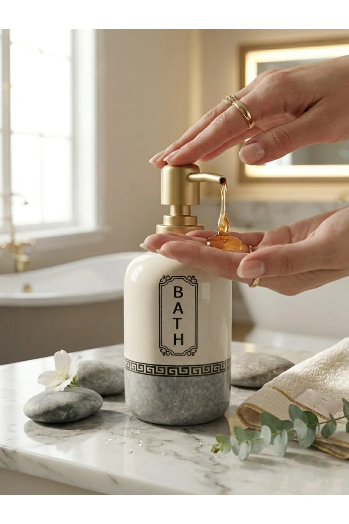 Porselen Sıvı Sabunluk - Lüks Banyo ve Mutfak Sabunluk - 350 ml Porselen Sıvı Sabunluk - Lüks Banyo ve Mutfak Sabunluk - 350 ml