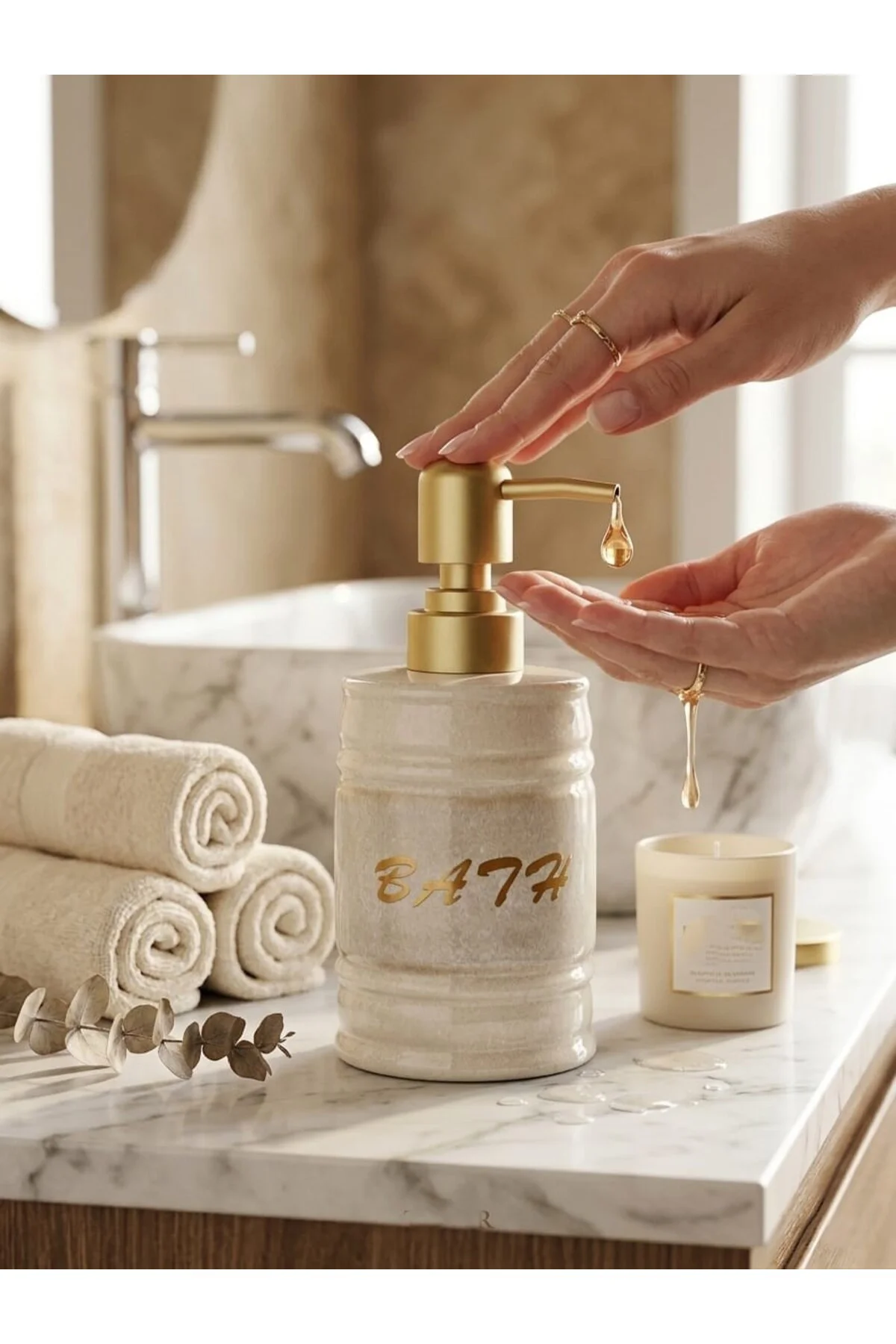Porselen Sıvı Sabunluk - Lüks Banyo ve Mutfak Sabunluk - 350 ml Porselen Sıvı Sabunluk - Lüks Banyo ve Mutfak Sabunluk - 350 ml
