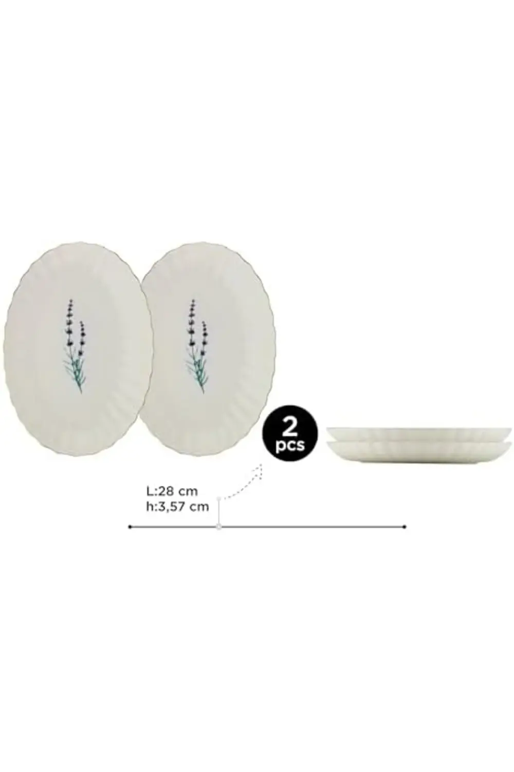 Porselen Tiny 2 Parça 28 Cm Kayık Tabak 395519