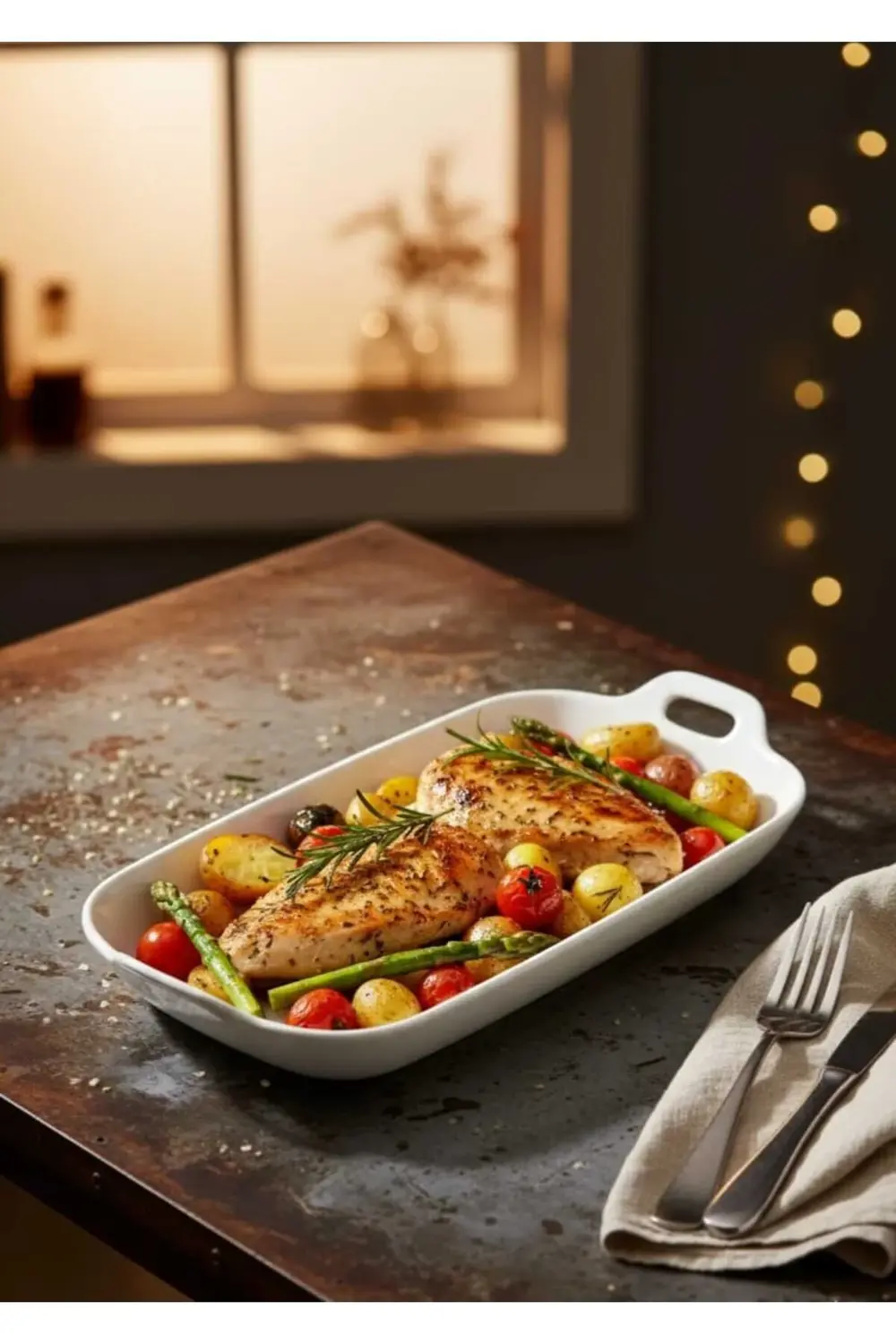 Porselen Uzun Kulplu Sunum Tabağı 31x13,5x3,5 cm