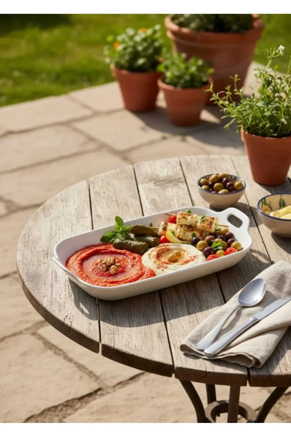 Porselen Uzun Kulplu Sunum Tabağı 31x13,5x3,5 cm