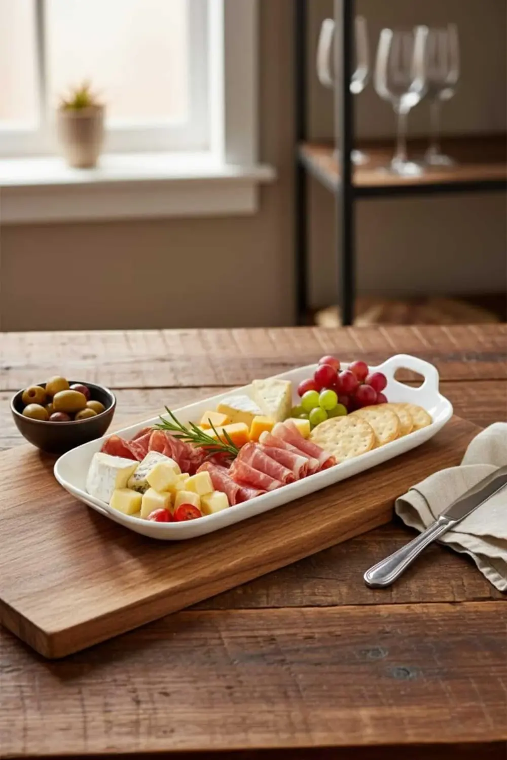 Porselen Uzun Kulplu Sunum Tabağı 31x13,5x3,5 cm