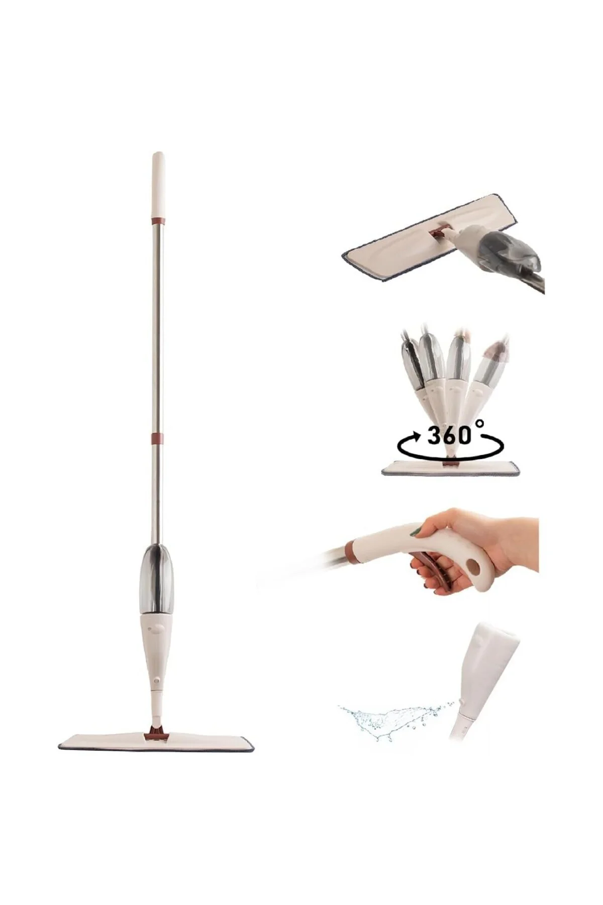 Porsima 13279 Deterjan Hazneli 360 Derece Dönebilen Sprey Mop Yed