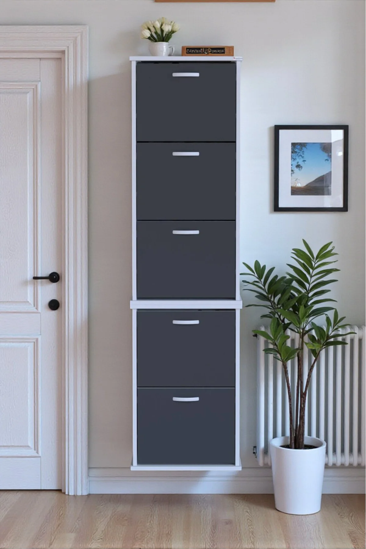 Porta 10 Bölmeli Ayakkabılık Antrasit 52 cm Genişlikte 52x193x26 Porta 10 Bölmeli Ayakkabılık Antrasit 52 cm Genişlikte 52x193x26