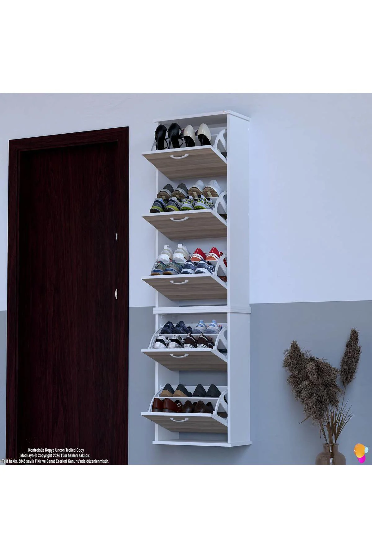 Porta 10 Bölmeli Ayakkabılık Cordoba 52 cm Genişlikte 52x193x26 c