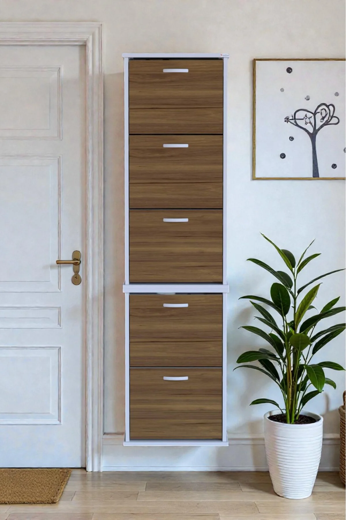 Porta 10 Bölmeli Ayakkabılık Ceviz 52 cm Genişlikte 52x193x26 cm 