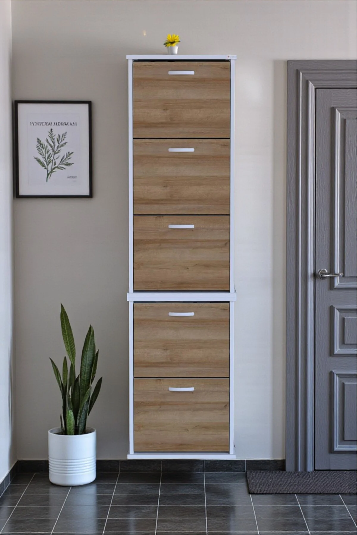 Porta 10 Bölmeli Ayakkabılık Meşe 52 cm Genişlikte 52x193x26 cm D