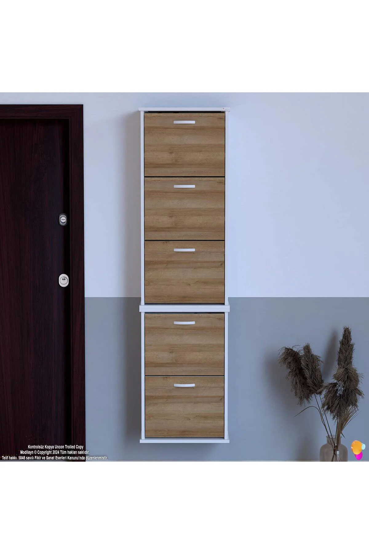 Porta 10 Bölmeli Ayakkabılık Meşe 52 cm Genişlikte 52x193x26 cm D