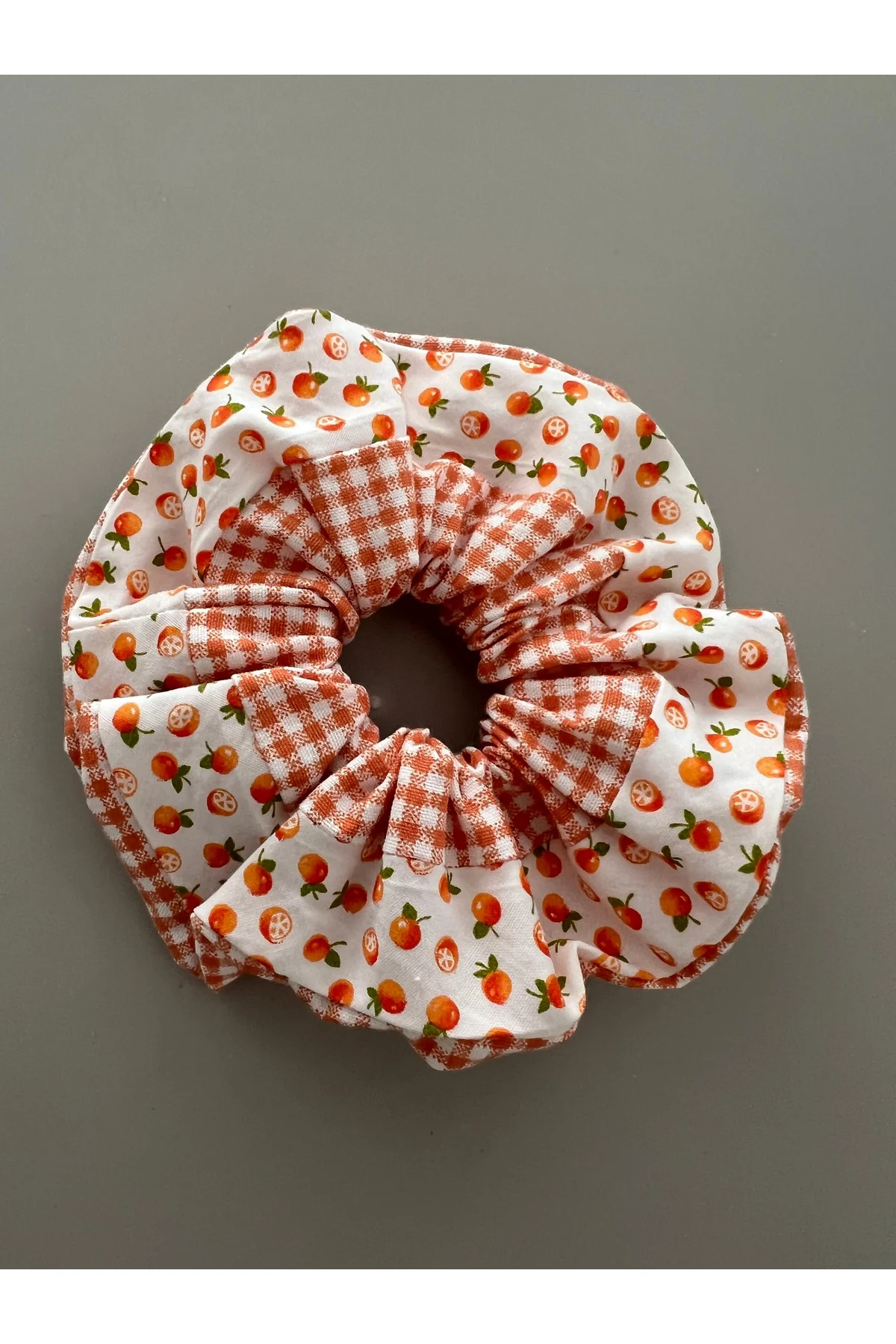 Portakali Pamuk Scrunchie Pötikare Portakal Turuncu Lastik Toka