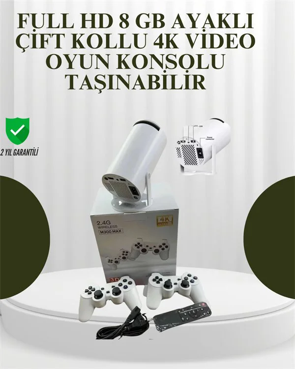 Portatif 4K Projeksiyon – 4.000 Uygulama Kablosuz Yansıtma ve Blu