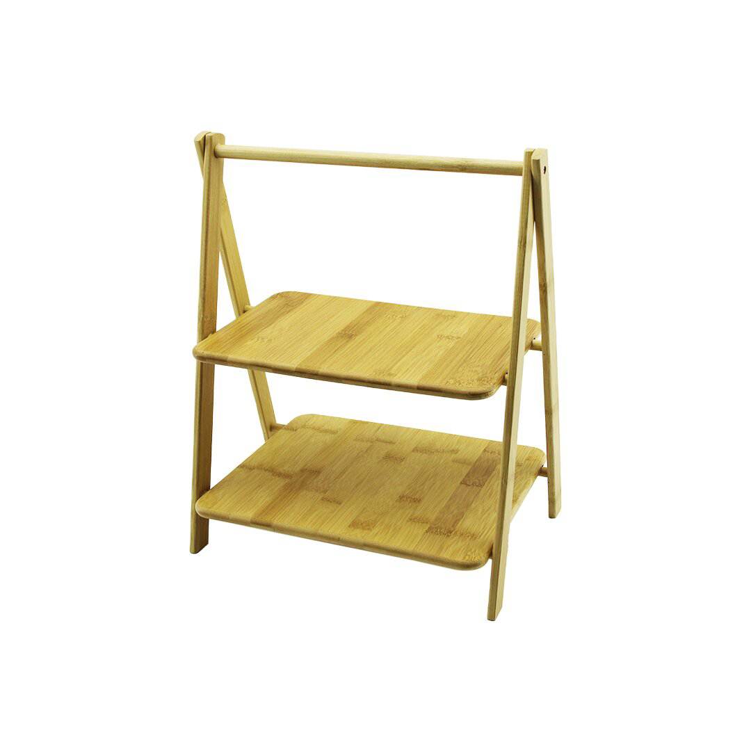 PORTATİF AYAKLI - 2 KATLI AHŞAP BAMBU ORGANİZER RAF =18X28 - 22X2