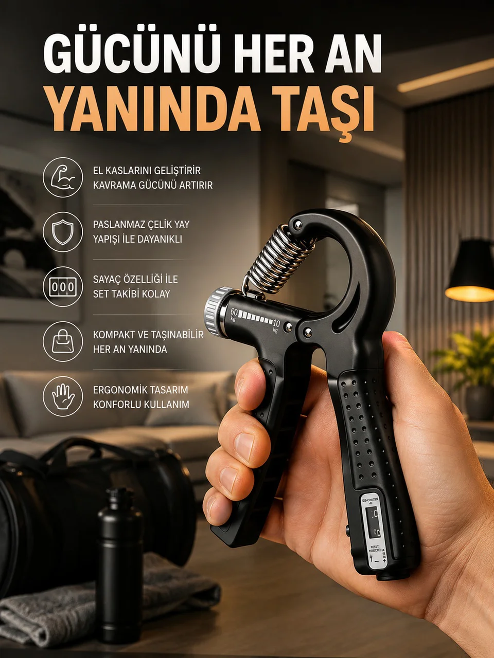 Portatif Ayarlanabilir El Yayı Sayaçlı Dayanıklı Çelik Yay Yeni Nesil - Lisinya Diğer