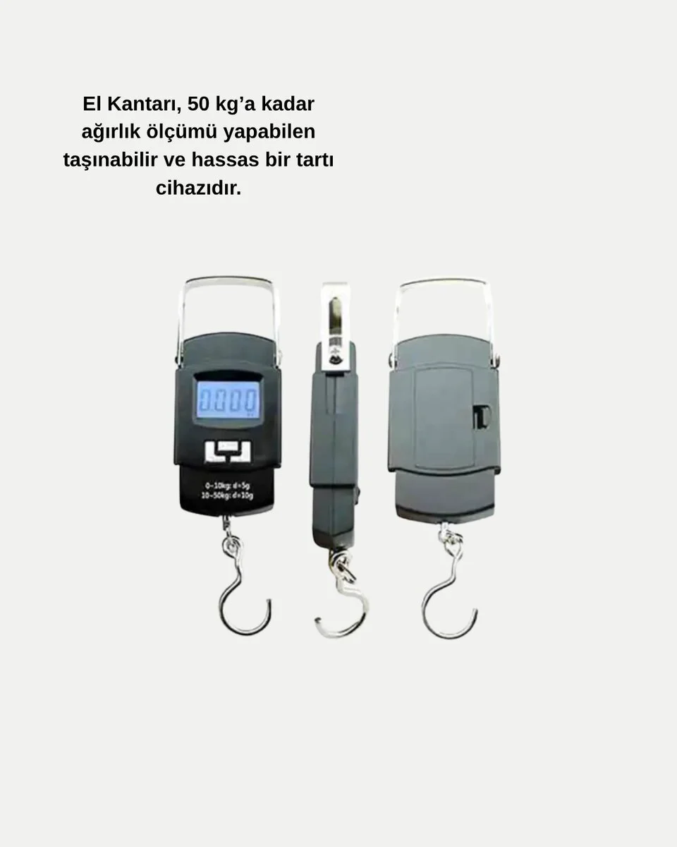 Portatif Dijital El Kantarı 50kg – Bavul Kargo ve Paket Tartı Cihazı