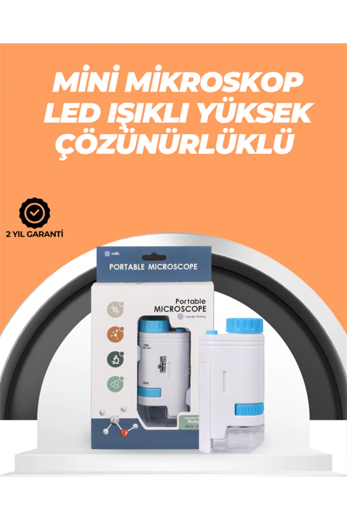 Portatif El Mikroskop – LED Işıklı, Aynı Anda Net Odaklama