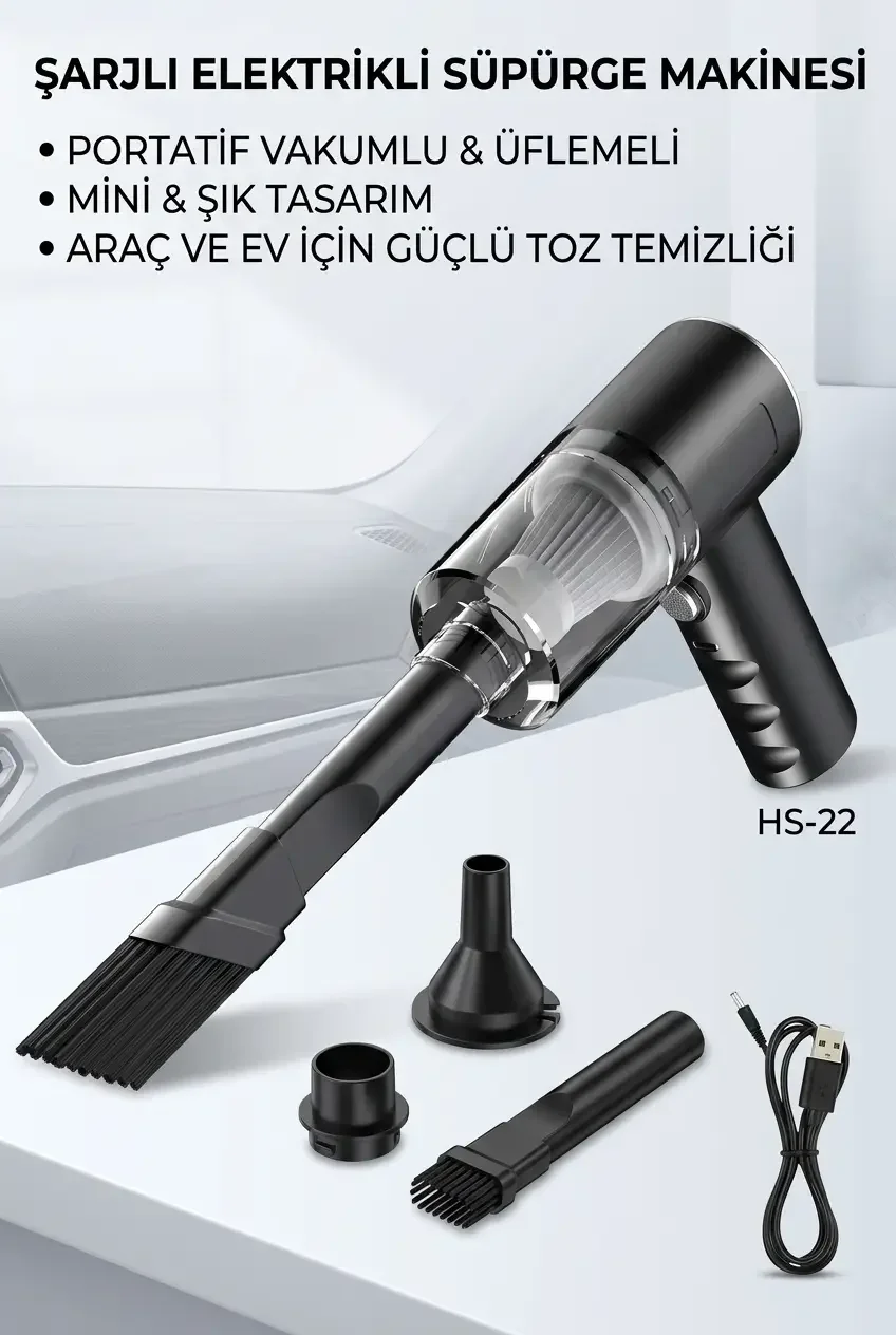 Portatif Mini Araç Süpürgesi El Tipi Kullanışlı Oto Temizlik Süpürgesi Ürün Modeli