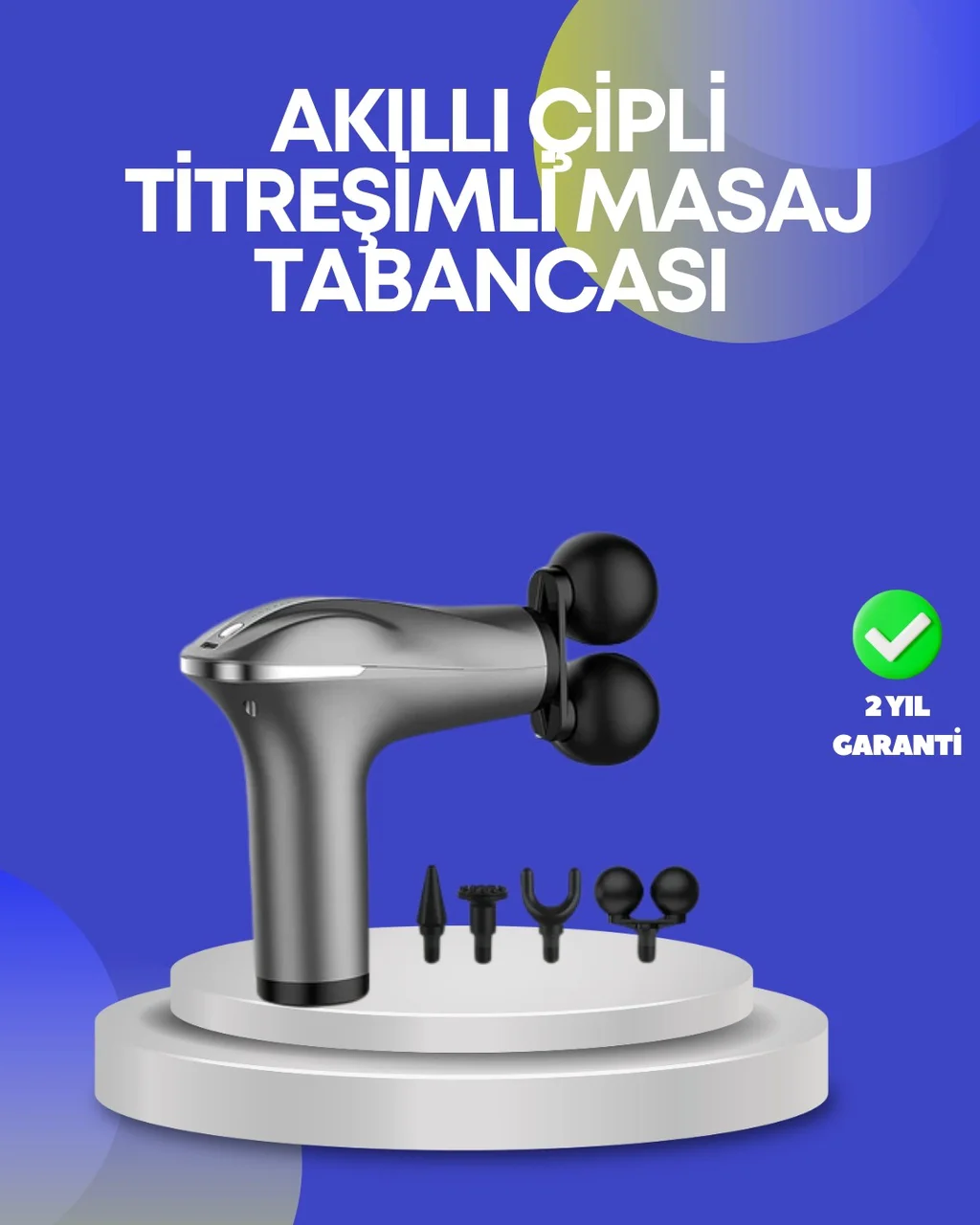 Portatif Şarjlı Masaj Tabancası 4 Başlık Derin Doku Masaj Aleti Ç