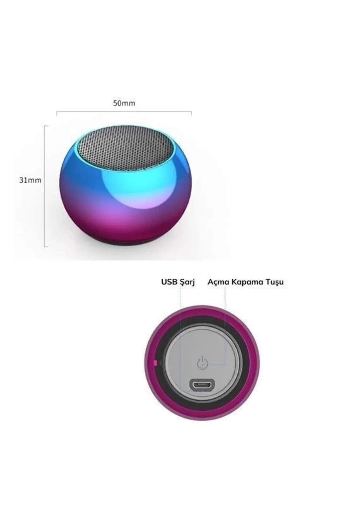 Portatif Taşınabilir Bass Ses Topu Bombası Mini Kablosuz Wireless