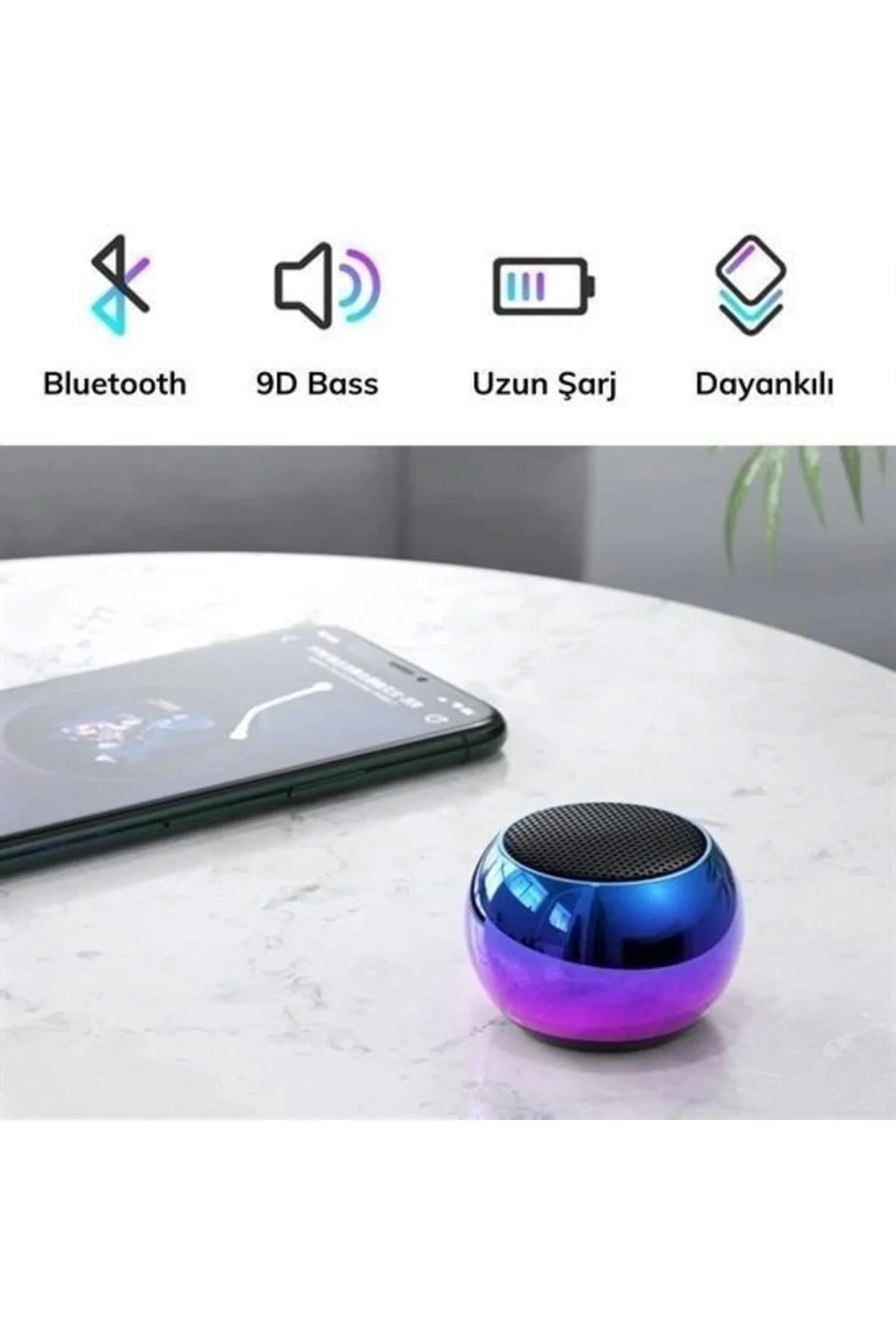 Portatif Taşınabilir Bass Ses Topu Bombası Mini Kablosuz Wireless
