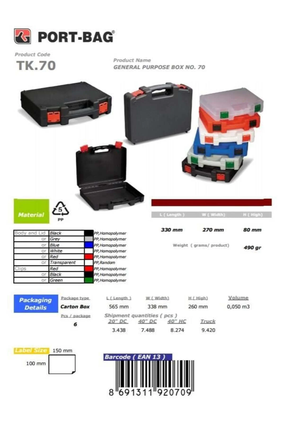 PortBag TK70 Çok Amaçlı El Aleti Çantası