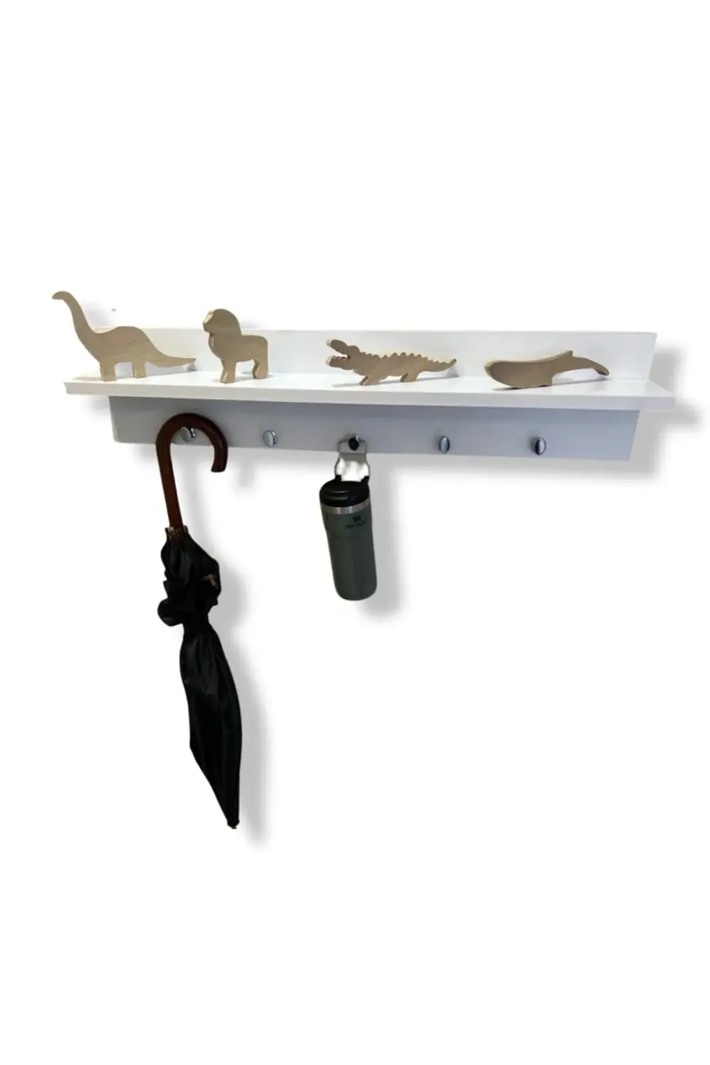 Portmanto Beyaz Duvar Askılığı Dekoratif Elbise Askılığı Raflı As