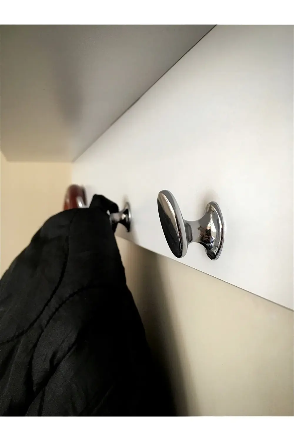 Portmanto Beyaz Duvar Askılığı Dekoratif Elbise Askılığı Raflı As