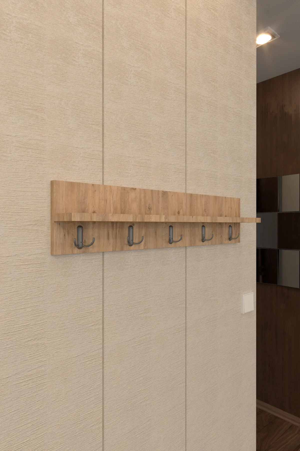 Portmanto Duvar Askılığı Raflı Elbise Askılığı Beyaz 80 cm