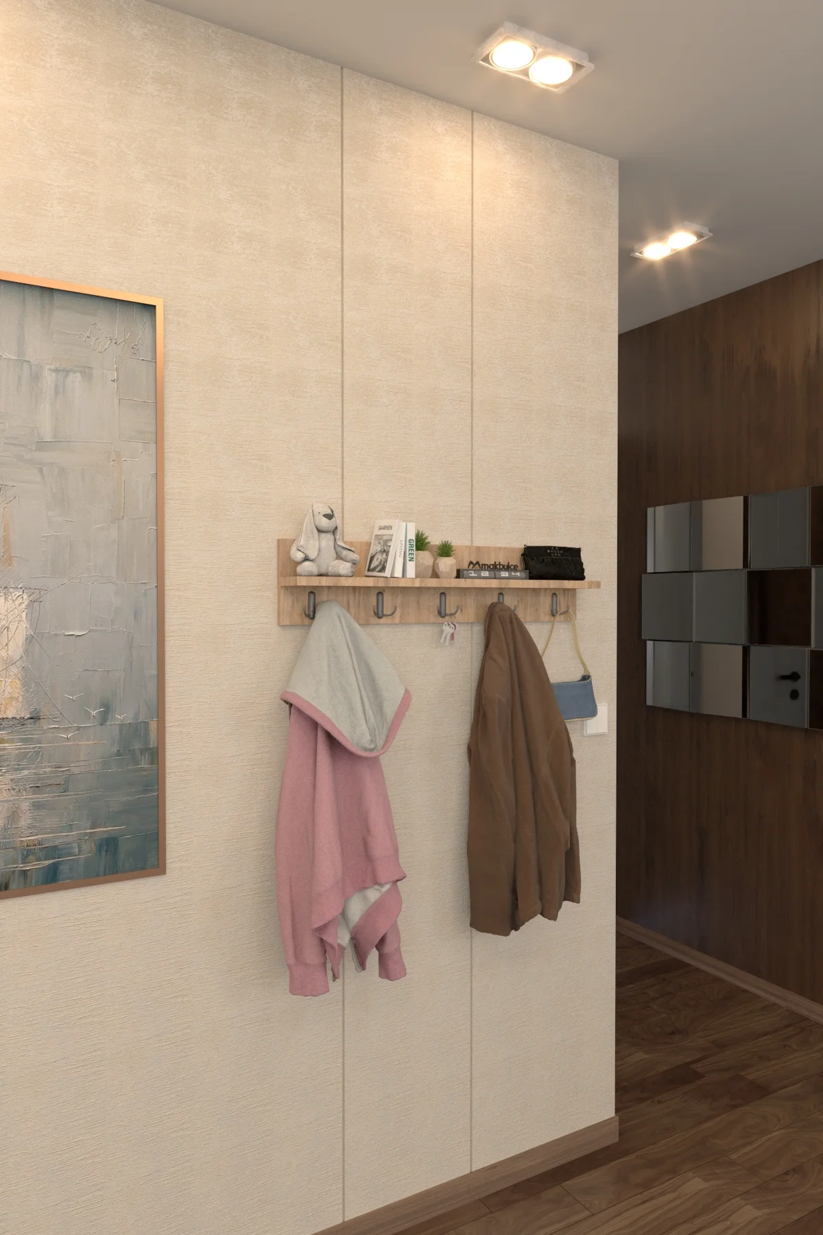 Portmanto Duvar Askılığı Raflı Elbise Askılığı Beyaz 80 cm